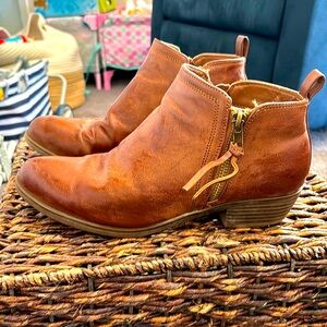 Brown leather ankle boots